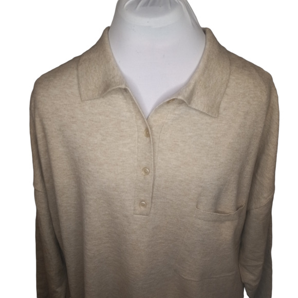 NWT RDI Men's Beige Button Front Collared Long Sleeve Pullover Size Large - Picture 6 of 7
